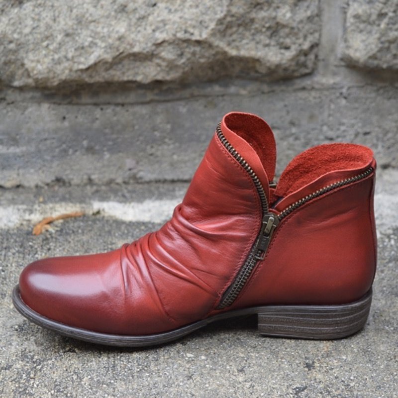 Vianne - Leather Boots with Zip