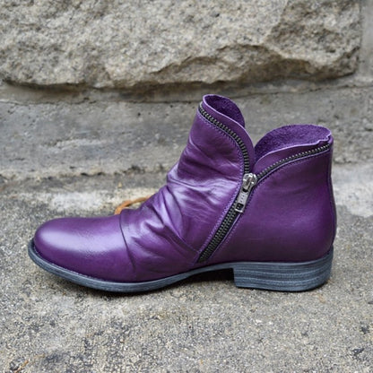 Vianne - Leather Boots with Zip